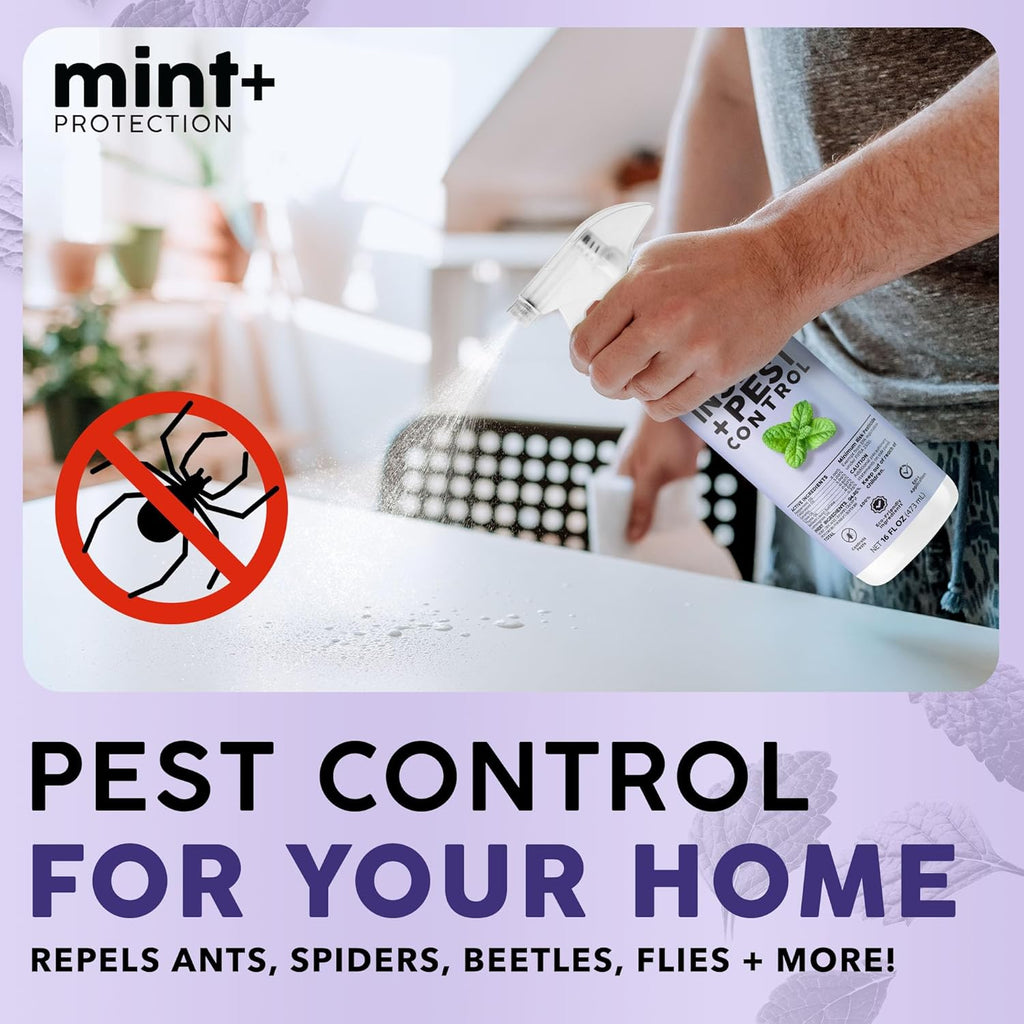 Mint+ Insect and Pest Control Spray, Residue-Free Bug Killer for Indoor & Outdoor Use, 16 oz (475mL)