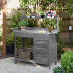 Yaheetech Potting Bench Outdoor Potting Table with Storage,Gray