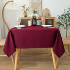 Biscaynebay Textured Fabric Christmas Square Tablecloths 54x54 Inches, Burgundy Water Resistant Tablecloths for Dining, Kitchen, Wedding, Parties etc. Machine Washable
