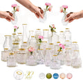 Premium Heirloom Hills Bud Vases for Home Decor, Crystal Clear Glass Flower Vase Set of 30 with Hand-Painted Gold Rims, Small Vases for Centerpieces and Wedding Decorations (Clear, Set of 30)