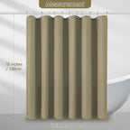 Shower Curtain Taupe Waffle Textured, 256GSM Heavy Duty Weighted Fabric Shower Curtains, Hotel Quality Luxury Polyester Water Repellent Bathroom Curtain with 12 Hooks, 72Wx78H
