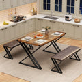 GAOMON Dining Table Set for 4, Kitchen Table with 2 Upholstered Benches, 3 Piece Dining Table Set for Small Space, Apartment, Saving Space for Kitchen, Dining Room (1.18'' Inch Cusion)