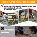 Kids Shovel, Rake for Leaves, Spade, Hoe and Broom, 5Pcs Kids Garden Tools, Gardening Yard Outdoor Toy Gifts for Boys Girls Age 3 4 5 6 7 8 Years Old