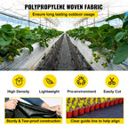 Happybuy 6x300ft Premium Weed Barrier Landscape Fabric Heavy Duty 2.4OZ, Woven Weed Control Fabric, High Permeability Good for Flower Bed, Geotextile Fabric Underlayment, Driveway Fabric Ground Cover