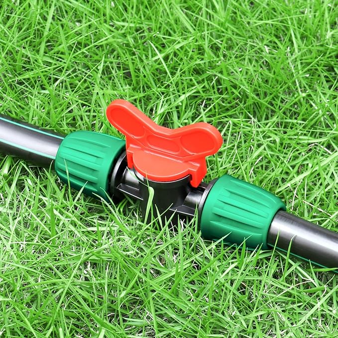 JAYEE 8 Pcs Drip Irrigation Fittings Switch Valve 1/2 Inch, In-Line Barbed Lock Switch Valves For 1/2 Inch Drip Tubing (0.60"-0.63" OD), Shut Off On Valve Drip Line Parts For Garden Sprinkler Systems