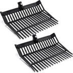 Lasnten Manure Fork Replacement Head, 18 Tines Pitchfork Head with Screws and Nuts, Horse Manure Rake for Picking up Grass and Hay(Black,2 Pcs)
