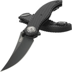 CRKT Clever Girl Folding Pocket Knife: Heavy Duty Everyday Carry, Black Blade, Flipper Open, Deadbolt Button Lock, IKBS Ball Bearing Pivot, G10 Handle 2640