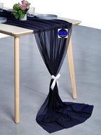 MDS Halloween Chiffon Table Runner - 5 Pack, 29 x 170 Inches, 14ft Each - Sheer Spooky Table Runners for Haunted House Parties, Trick-or-Treat Tables, Witchy Décor, Wedding & Events - Navy Blue