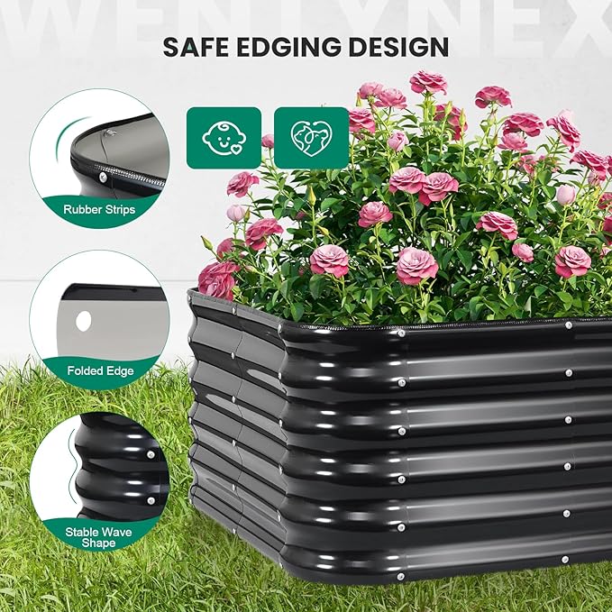 5×3×1.4FT Galvanized Raised Garden Bed Outdoor, Metal Raised Garden Bed Kit, Large Planter Raised Beds, 4 In1 Modular Raised Planter Box Outdoor,Raised Beds for Gardening for Vegetables Flowers Herbs