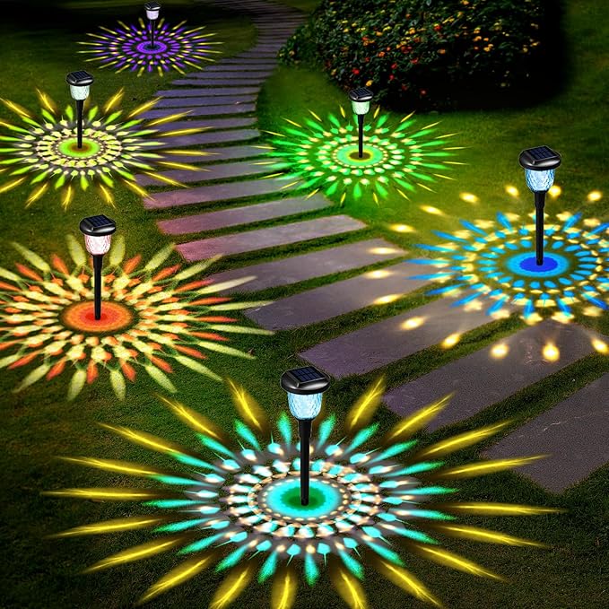 Solar Outdoor Lights - 2 Pack Color Changing Solar Pathway Lights, Waterproof, Maintains 10 Hours of Lighting for Garden, Landscape, Path, Yard, Patio, Driveway