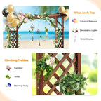 VINGLI Wooden Garden Arbor with Planter, Wedding Arch for Ceremony, Wood Garden Arbour Trellis for Plant Climbing, Pergola for Garden Backyard, Lawn, Outdoor (Carbonized Wood)