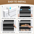1 Pack Over The Door Organizer, Hanging Storage Organizer with Clear Window, 40lb Ultra Sturdy Large Capacity Room Organizer for Pantry Laundry Bathroom Nursery Closet (Black)