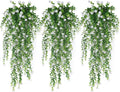 RECUTMS Artificial Hanging Plants Fake Hanging Plant Faux Eucalyptus Leaf Greenery Vine Outdoor UV Resistant Plastic Plants Home Garden Wedding Party Indoor Outdoor Decorations(White)