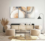 3 Pcs Beige Tree Rings Canvas Wall Art Modern Neutral Abstract Geome Nature Tree Ring Paintings Pictures Wall Decor Poster Print Artwork for Living Room Bedroom Office Home Decoration