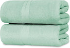 Casa Lino Bath Sheets Set Extra Large - 100% Cotton Extra Large Bath Towels - Highly Absorbent & Quick Dry Oversized Towels for Adults - 60" x 30" - Pack of 2 - (Light Sage Green)