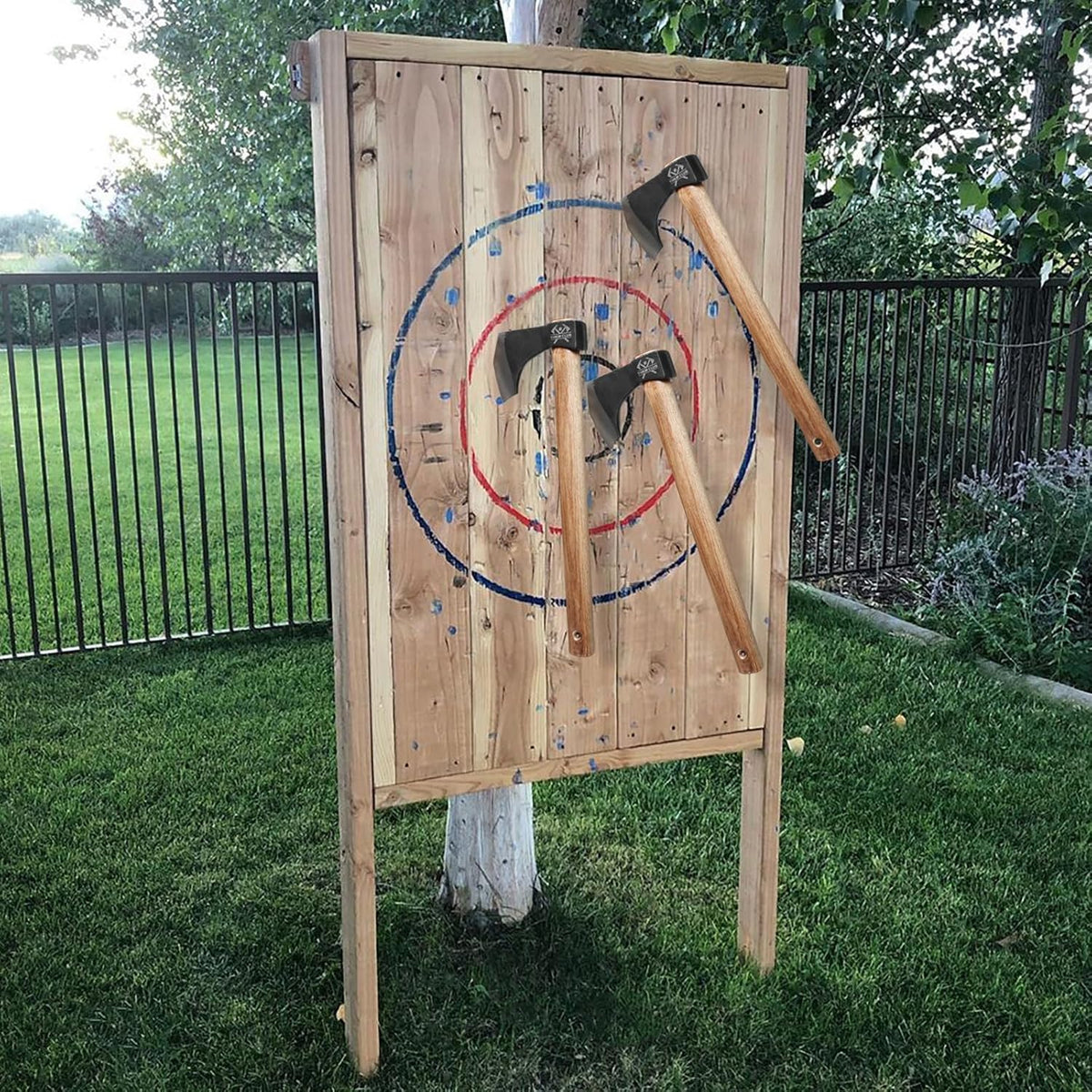 Throwing Axe, 18.9" Throwing Axes and Tomahawks with 1065 High Carbon Steel & Hickory Wooden Handle, Perfect for Axe Throwingg Game, Competition and Recreation, Gift for Men