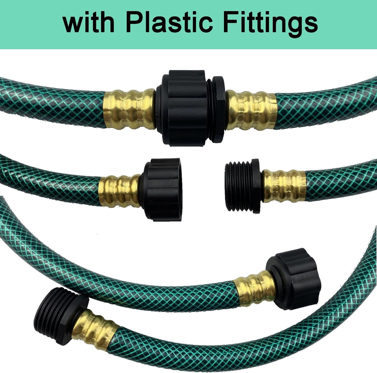 PVC Garden Hose 1/2 Inch, Flexible Water Hose with Male and Female Fittings, No Leaking, Heavy Duty, for Household, Outdoors, Lawns, Patio (4 FT, Green, Plastic Fittings)