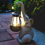 Elephant Solar Garden Statues,Resin Elephant Figurine Decorations with Solar Lights Lantern, Outdoor Elephant Decor Art for Lawn,Yard, Unique Housewarming Gift for Garden Home, VY-0617