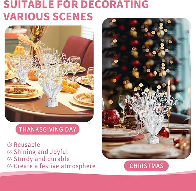 6 Pack Star Table Centerpieces for Party, Birthday Table Decorations for Kids Adults, Party Centerpieces for Tables for Wedding Baby Shower Graduation Holiday Event (White)