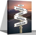 [Design 2025] Personalized Family STreet Sign Multi-Names Canvas, Custom Name And Date Street sign Canvas Print, Crossroads Street SIGN Gift For Family, Custom Name Intersection Sign Poster Wall Art