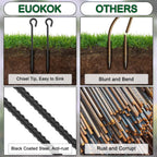 30 Inch Rebar Stakes Heavy Duty 6 Pack Tent Stakes with Loop 1/2 Inch Diameter Tarp Pegs Tree Stakes and Supports Ground Anchors Garden Rope Fence Stakes for Outdoor Camping and Yard, Black
