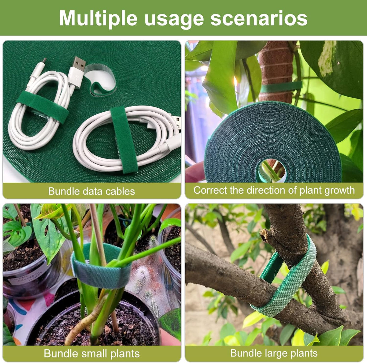 SumDirect Plant Tape 100 ft Plant Ties for Climbing Plants Garden Twist Ties Plants Adjustable Green Garden Tape for Plants, Flowers, Vines and Tree (100 ft x 1/2 in)