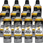 Hot Shot Wasp And Hornet Killer 17.5 Ounces, Bonus Size, Up to 27-Foot Jet Spray, 12 Pack, Black