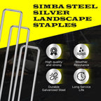 75 Pack x 6 Inch Landscape Staples Galvanised, Fabric Pins, 11 Gauge, Garden Staples, Tent Stakes, Fabric Pins for Lawn, Fence, Tent, Decoration, Weed Barrier, Outdoor. (75 x 6in)