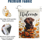 Floral Chocolate Lab Garden Flag Fall Yard Flag Wildflower Labrador Dog Garden Flags Orange Autumn Lawn Flags Welcome Thanksgiving Outdoor Flags for Outside 12x18 Double Sided Small