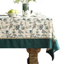 patdrea Designer Green Linen Rectangle Tablecloth,Vintage Floral Pattern Breathable Table Cloth,Home Table Cover Decor for Kitchen Dining,Christmas,Thanksgiving,Holiday,Tea Party,55"x87"-Noah