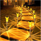 DenicMic Halloween Solar Lights Outdoor 10 Pack Orange LED Waterproof Yard Garden Patio Backyard Pathway Walkway Landscape Lawn Outside Fall Decorations Outdoor