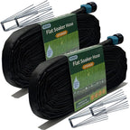 Secbulk 2026 Flat Soaker Hose 100 ft with Stakes for Garden, 50ft x 2 Linkable Drip Hose Diy Garden Irrigation System Saving 80% Water, Dual-layer Leak-free Design Water Hose with Holes