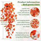 Fake Fall Plants Hanging Faux Orange Vines Artificial Potted Pothos Plant- Fall Decorations Autumn Decor for Thanksgiving Bathroom Wall Kitchen Room Decor Indoor and Outdoor (Black Pot Include)