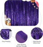 SquarePie Sequin Backdrop Less Transparent Background Sparkly Curtain for Wedding Halloween Party 6FT x 8FT Purple