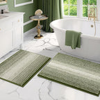 BSICPRO Bathroom Rugs and Mats Sets, 2 Piece Thick Absorbent Chenille Bath Mat Rug Set Non Slip, Soft Shaggy Bath Room Floor Mats for Bathroom, Machine Washable (Sage, 20" x 32" Plus 16" x 24")