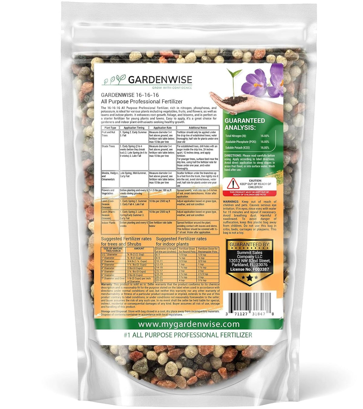16-16-16 All Purpose Professional Fertilizer - Lawn, Flower, Tree, Shrub & Vegetable Garden Fertilizer (2 Quarts)