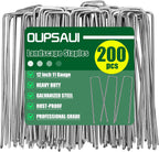 12 Inch 11 Gauge Galvanized Landscape Staples Stakes for Decoration, 25/100/200pcs Garden Metal Stakes for Weed Barrier Fabric, Fence Stakes, Tent Stakes (12in, 200pcs)