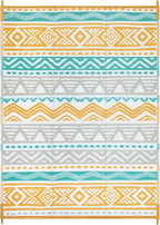 Lahome Waterproof Outdoor Rug 9x12, Reversible Outdoor Plastic Straw Rug for Patio, RV Camping Rugs Picnic Mat Outside, Large Outdoor Carpet for Beach Deck Backyard(Blue/Yellow,9'x 12')