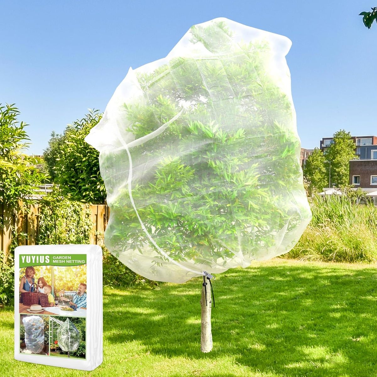 Fruit Tree Netting, 10x10 FT Plant Mesh Netting for Garden Protection with Zipper, Blueberry Bush Insect Netting Cover as Garden Pest Barrier from Cicadas, Bug, Bird for Apple, Tomato