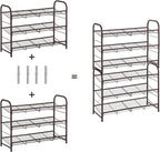 SONGMICS Shoe Rack, 3 Tier Shoe Organizer for Closet, Holds up to 12 Pairs of Shoes, Shoe Rack for Front Door Entrance, Metal Shoe Shelf with Adjustable Tilt Angle, for Entryway, Garage, Bronze