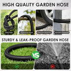Garden Hose 100 FT, Non-Expanding Lightweight Water Hose with 10 Function Nozzle, Flexible, Kink Free, Wear-Resistant Fabric Leak Proof Garden Hoses for Outdoor, Yard, Lawn, Car, Marine, RV, Pet Bath