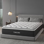 Queen Mattress, 12 Inch Hybrid Mattress in a Box with Individual Pocket Spring, Gel Memory Foam and Euro Top, Medium Firm Feel with Motion Isolation, Pressure Relief, Edge Support,Queen Size Black