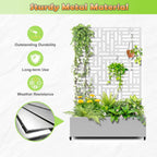 Metal Raised Garden Bed with Trellis, 2-in-1 Planter Box & Privacy Screen for Climbing Plants, Outdoor Standing Flower Bed with Drainage Holes, 47.2" L x 16.7" W x 70.8" H, White-Helen