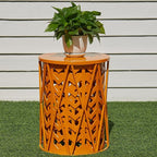 Y&M Set of 3 Stacking Coffee Table for Living Room, Patio Side Table,Indoor End Tables for Bedroom, Outdoor Decorative Garden Stool with Heavy Duty Metal Frame Modern Industrial Decor - Orange