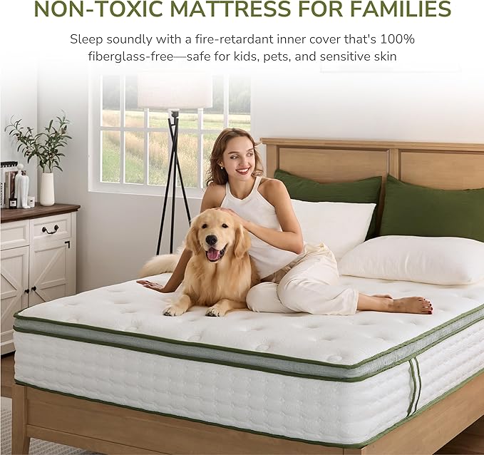Queen Mattress, 12 Inch Innerspring Queen Size Hybrid Mattress with Individually Pocket Innerspring for Cool Motion Isolation & Silent Sleep, Pressure Relief, Edge Support,Medium Firm