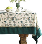 patdrea Designer Green Linen Table Cloth for Rectangle Table,Vintage Floral Pattern Durable Tablecloth,French Cover Decor for Kitchen Dining,Christmas,Thanksgiving,Tea Party,63"x87"-Noah