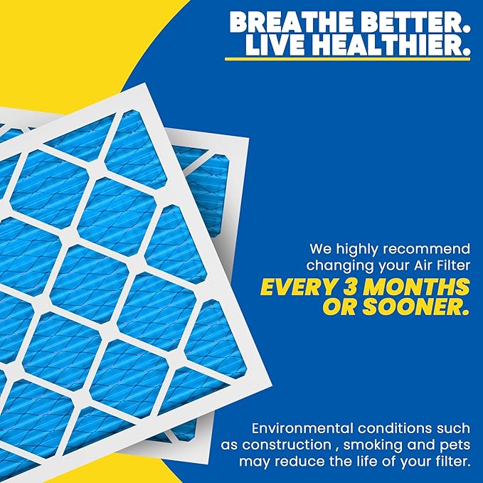 Maycold 14x18x1 MERV 11 Furnace Air Filter (6-Pack), High-Performance HVAC AC Filters for Home Use, Actual Size: 13.70" x 17.70" x 0.75", Individually Wrapped in Plastic