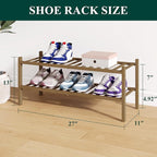 Smiry Bamboo Shoe Rack for Closet, 2 Tier Wooden Stackable Shoe Organizer, Free Standing Shoes Storage Shelf for Entryway, Front Door Entrance, Walnut