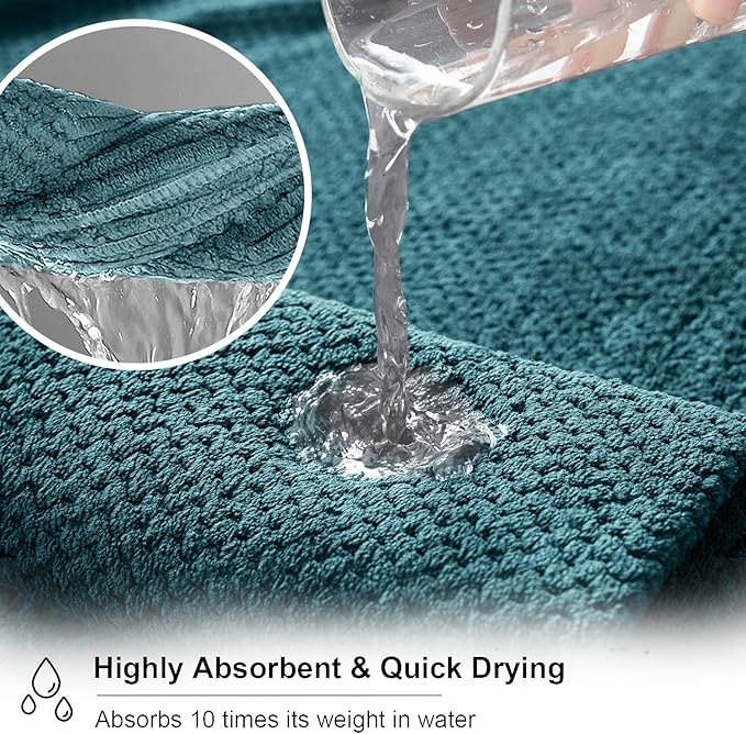 8 Piece Large Turquoise Family Bath Towel Set-2 Oversized Bath Towel Sheets,2 Hand Towels,4 Washcloths-600GSM Soft Highly Absorbent Quick Dry Beach Chair Towels Woven Towels for Bathroom Hotel and Spa