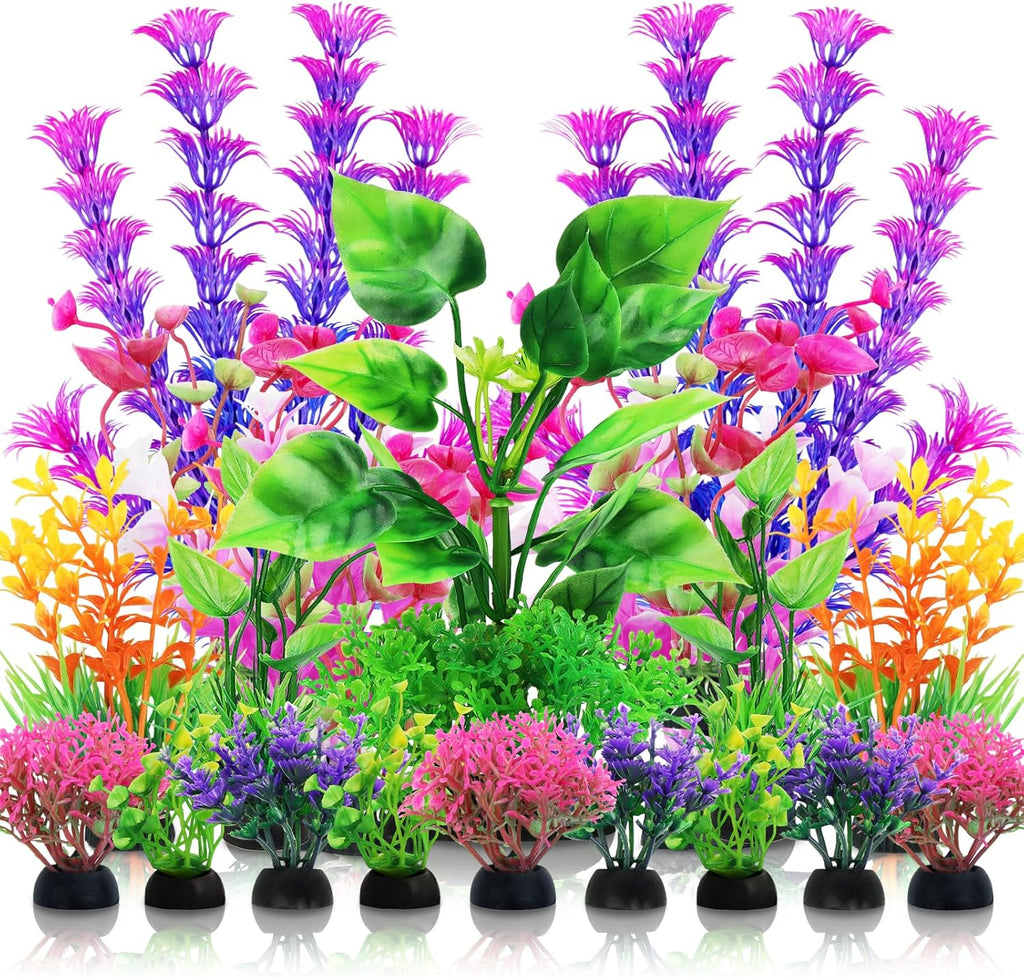 Aquarium Decorations Plants, 20pcs Aquarium Decor Plants, Colorful Fish Tank Accessories, Fish Tank Plants Plastic Decoration for Aquariums